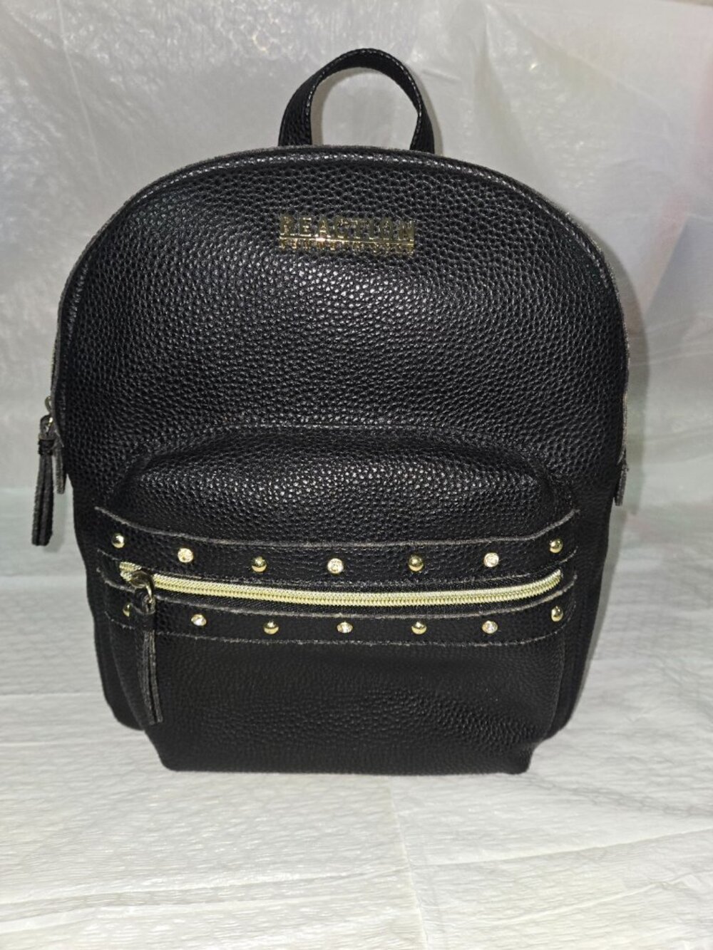 Kenneth Cole Reaction Black Mini Backpack Studded Gold Hardware - Picture 2 of 9